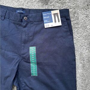 Nautica Pants NWTs Men 38X30 Navy Deck Pant Classic Fit Flat Front Casual Chino